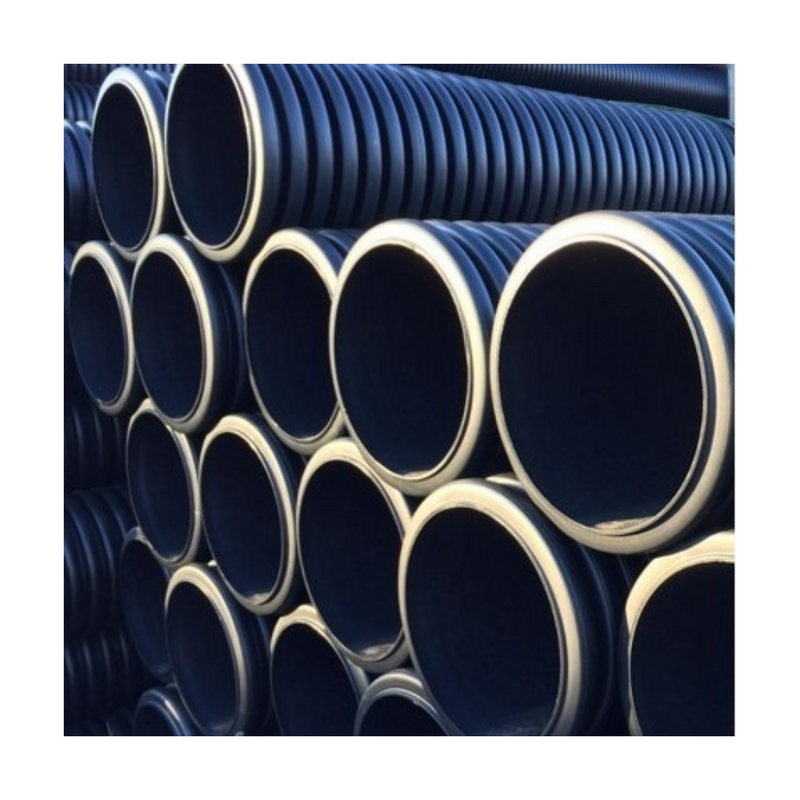 Unperforated Twinwall Pipe, designed for drainage and water management systems where no water infiltration is required. This pipe features a smooth interior surface for efficient water flow and a durable outer layer for protection against external forces. Ideal for applications where the pipe must remain sealed, such as in land drainage or conduit systems. Image highlights the robust, lightweight construction and twinwall design, providing strength, flexibility, and easy installation