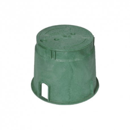 Carson Round Valve Boxes, sturdy and dependable enclosures designed to protect irrigation system valves. With a round design, these boxes are made from durable materials, providing easy access for maintenance while safeguarding components from debris, weather, and damage